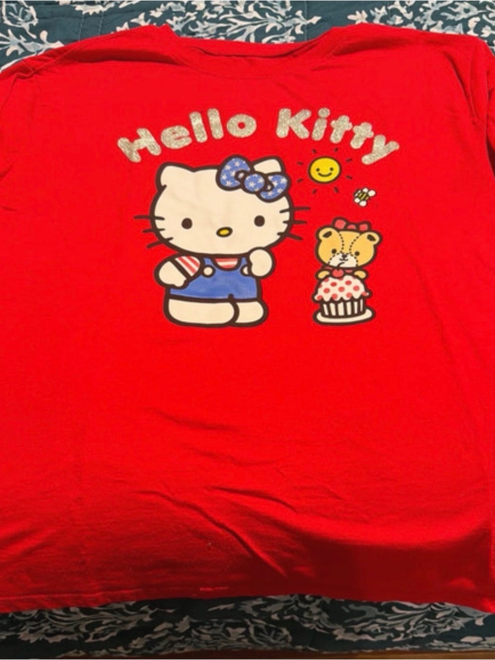 Hello Kitty Red Graphic Shirt with Sparkle Bow